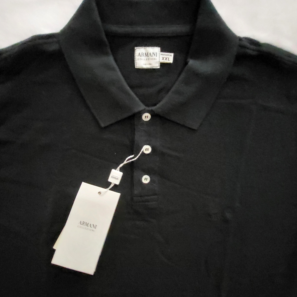 Armani Collezioni Misura Black Polo Golf Shirt XXL New With Tags